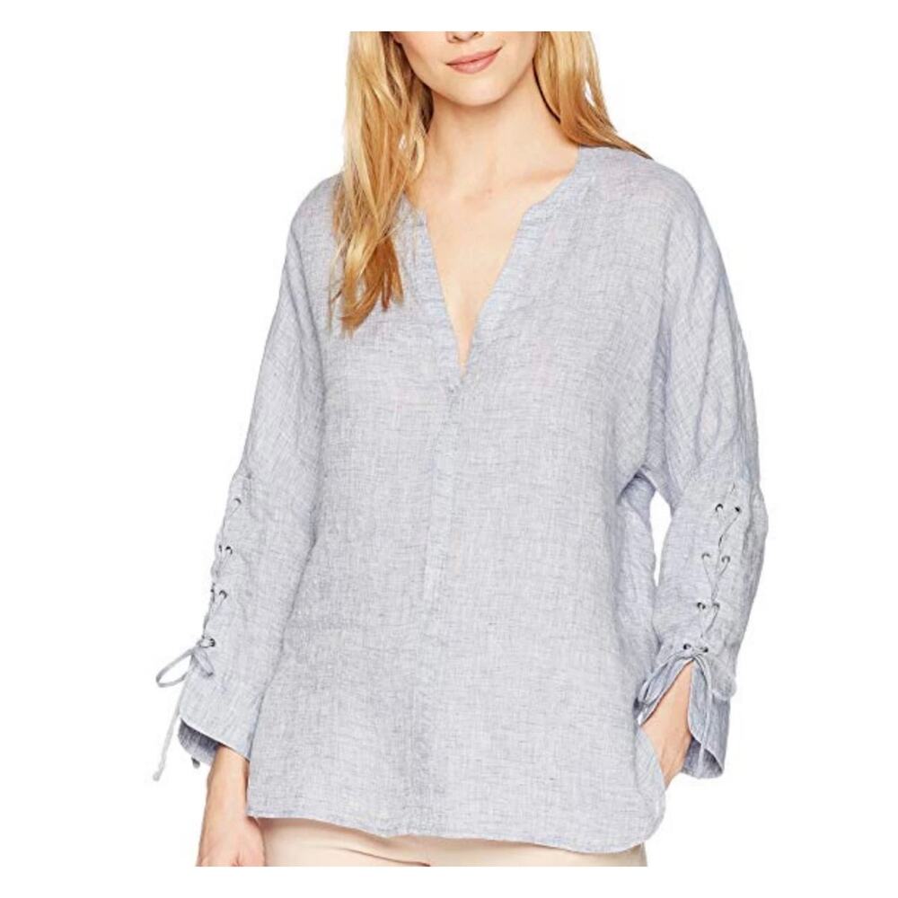 NIC+ZOE Women Cliff View Top black and white Size XL Linen